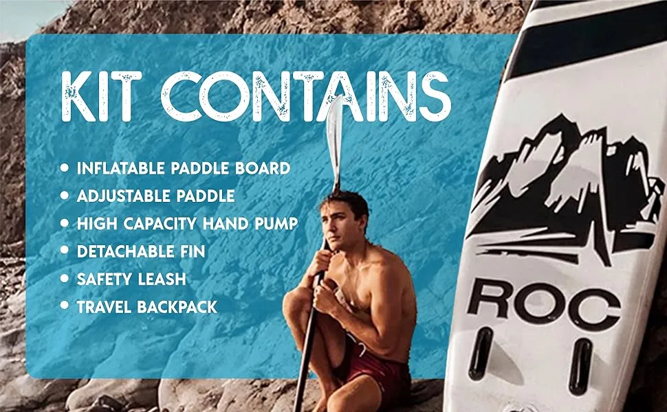 Roc Inflatable Stand Up Paddle Boards with Premium SUP Paddle Board Accessories